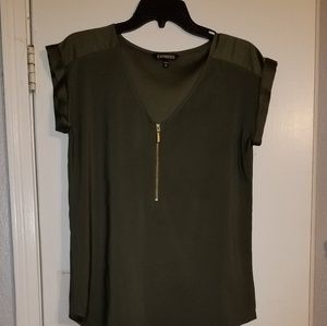 Silky zip front top